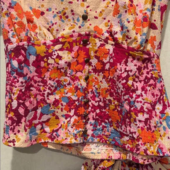 Anthropologie By Anthropologie V-Neck Flutter Hem Top Blouse. Small. Floral.NWT. - Picture 9 of 16
